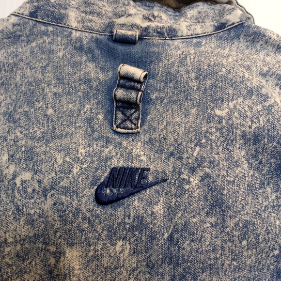 Vintage 1980's Nike Force acid wash  Denim Quarter Zip Jacket Sz Large - Picture 4 of 12